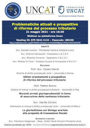 Locandina Webinar UNCAT 21 maggio 2021