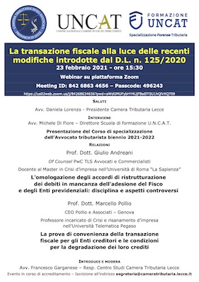 Locandina Webinar UNCAT 23 febbraio 2021